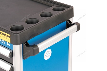 Тележка инструментальная, 2 выдвижных ящика, 2 полки с дверцами