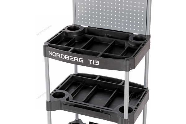 Тележка инструментальная, 3 пластиковые полки, с перфорацией