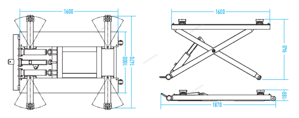 Подъемник ножничный мобильный, 3 т, 220 В