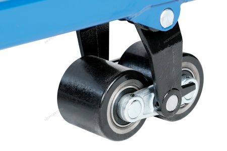 Тележка складская гидравлическая короткая 2,5 т, усиленная, с ПУ колесами