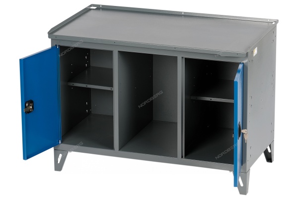 Верстак слесарный 3-х тумбовый, 2 створки /OPTIMAL-NW302/