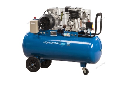 Компрессор поршневой с ременной передачей 380В, ресив. 100л, 520л/мин