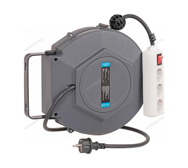 Удлинитель электрический на инерционной катушке, 10 м, 3 х 1,5 кв мм