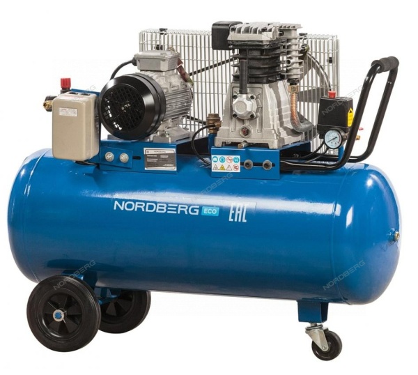 Компрессор поршневой с ременной передачей 380 В, ресивер 100 л, 400 л/мин