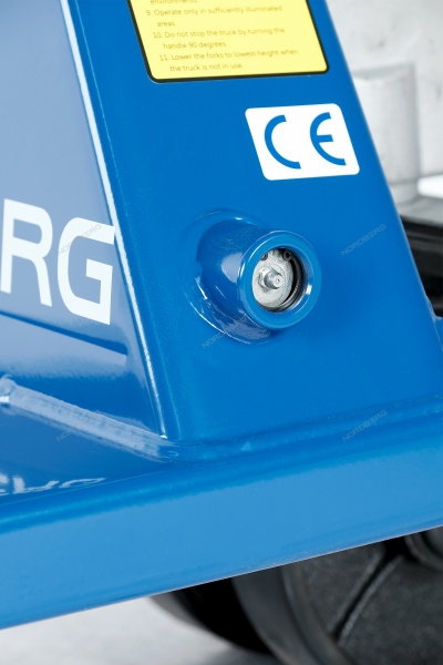 Тележка складская гидравлическая 2,5 т, усиленная, с ПУ колесами (ПРОСЛЕЖИВАЕМАЯ)