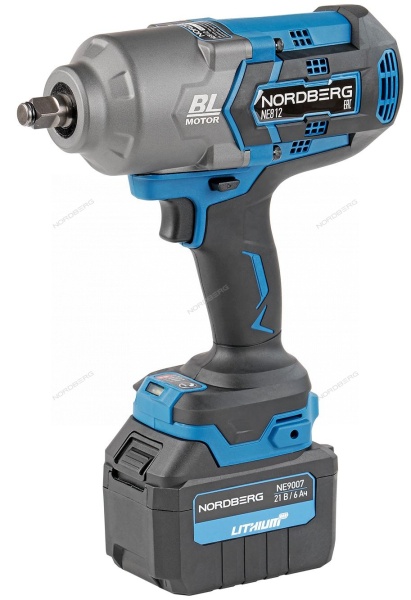 Гайковерт аккумуляторный, 1/2", 20 В, 1700 Нм, 2 аккумулятора 6A и зарядное устройство, в кейсе