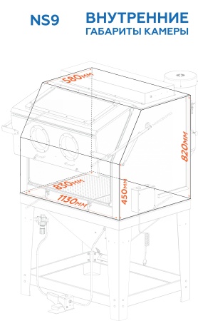 Камера пескоструйная, фронтальная загрузка, 990 л
