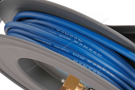 Шланг воздушный на стальной катушке, гибридный ПВХ диам. 08х12 мм, 20 м