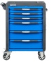 Тележка инструментальная, 6 выдвижных ящиков, с системой защиты от опрокидывания, синяя