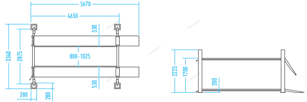 Подъемник 4х-стоечный 4.5т, c ручной траверсой 2т N432, 380В (синий)