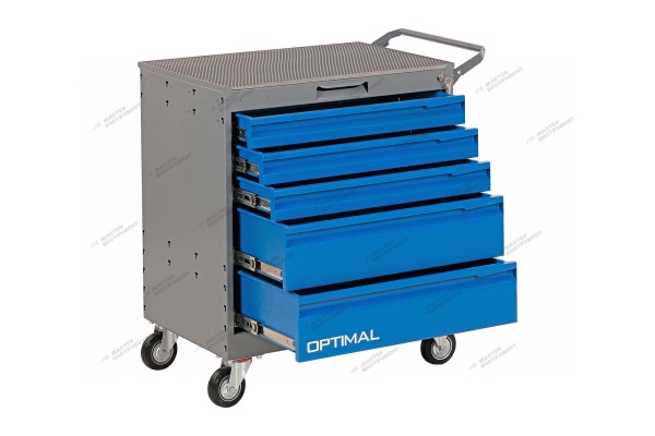 Тележка инструментальная, 5 выдвижных синих ящиков (RAL 7012/5005)