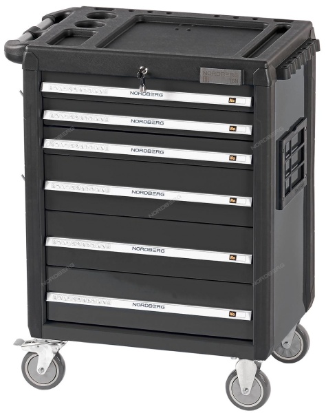 Тележка инструментальная, 6 выдвижных ящиков, серая