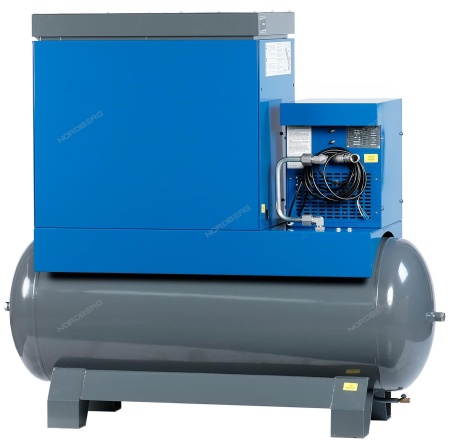 Компрессор винтовой, 7,5 кВт, 10 бар, 900 л/мин, ресивер 350 л, осушитель