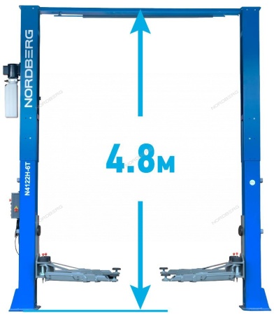 Подъемник двухстоечный 6 т, верхняя синхронизация, 380 В, синий
