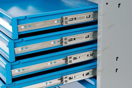Верстак слесарный двухтумбовый, 7 синих ящиков (RAL 7012/5005)