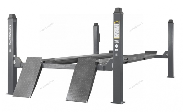 Подъемник четырехстоечный 5 т, без траверсы, для сход-развала, электростопоры, серый
