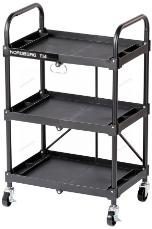 Тележка инструментальная, 3 пластиковые полки, складная
