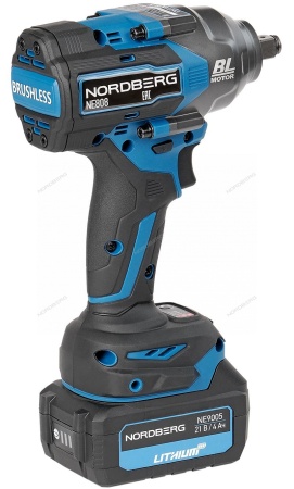 Гайковерт аккумуляторный, 1/2", 20 В, 1000 Нм, 2 аккумулятора 4A и зарядное устройство, в кейсе