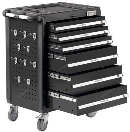 Тележка инструментальная, 6 выдвижных ящиков, серая