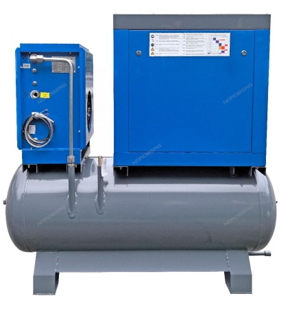 Компрессор винтовой, 7,5 кВт, 10 бар, 960 л/мин, ресивер 350 л, осушитель